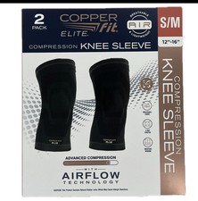 Copper Fit Elite Compression Knee Sleeve, 2 Pack Small/Medium 