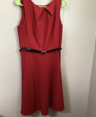 Womens ALYX Red Fit And Flare Dress With Black Belt Size 14 Used | eBay