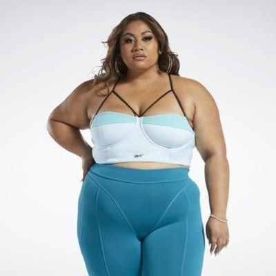 Reebok Women's Cardi B Bralette (Plus Size) in Whisper Blue/Turquoise Size 4X