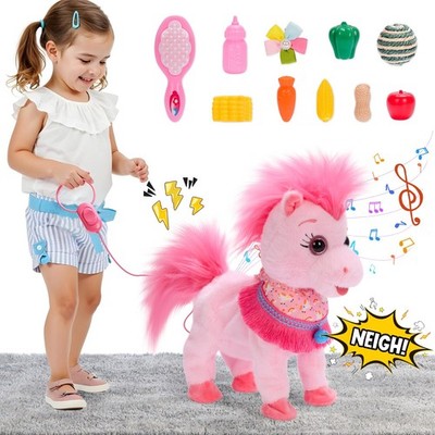 Ylpaprm Pink Walking Pony Set Interactive Talking Singing Dancing Horse Walk Alo