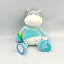 Doudou hippopotame bleu blanc hochet miroir GIPSY - 34268