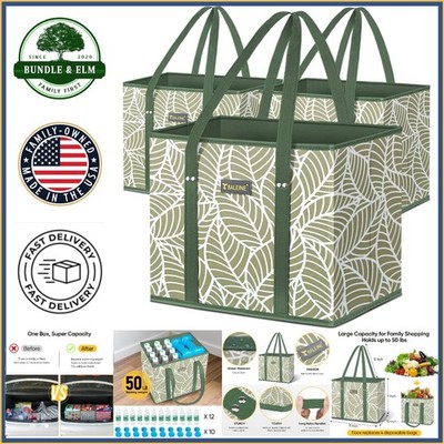 Reusable Grocery Bags, Spacious Design with Slip Pocket and Heavyweight Fabric