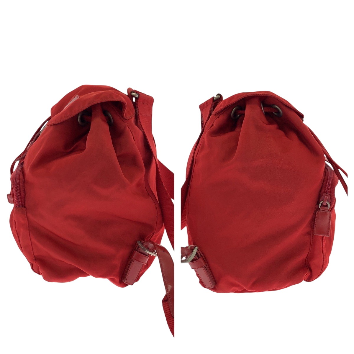 Prada Tessuto Nylon Triangular Plate Rucksack Red… - image 8