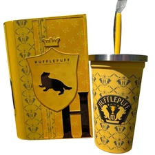 Harry Potter Hufflepuff Popcorn Tin & Tumbler Set Hogwarts House **see pics