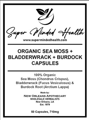 Sea Moss + Bladderwrack + Burdock Capsules | Dr. Sebi Trinity | 710mg