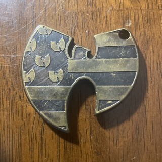 Wu Tang Clan American Flag Metal Keychain Pendant Brass Tone Hip Hop W Logo Ch
