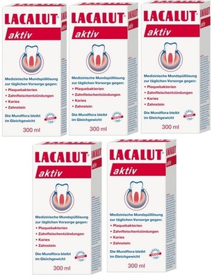 Lacalut Aktiv Mouthwash 5 Pack Gum Care Anti Plaque Fresh Breath Protection