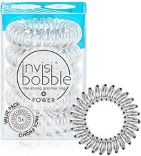 Power Traceless Spiral Hair Ties - 5 Pack - Crystal Clear - Strong Elastic Grip