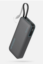45W Power Bank 20000mAh, Portable Travel Charger Built-in USB C Cable, Fast C...