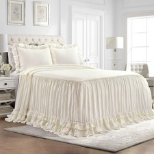 Set 3 pezzi copriletto in pizzo con volant Ella king avorio set letto carino biancheria da letto king