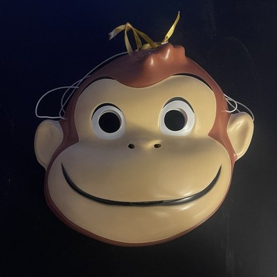 Vintage Curious George Plastic Face Mask Adjustable kids size monkey mask
