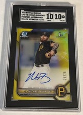 2022 Bowman Chrome Michael Burrows Yellow Refractor Auto /75 SGC 10/Auto 10