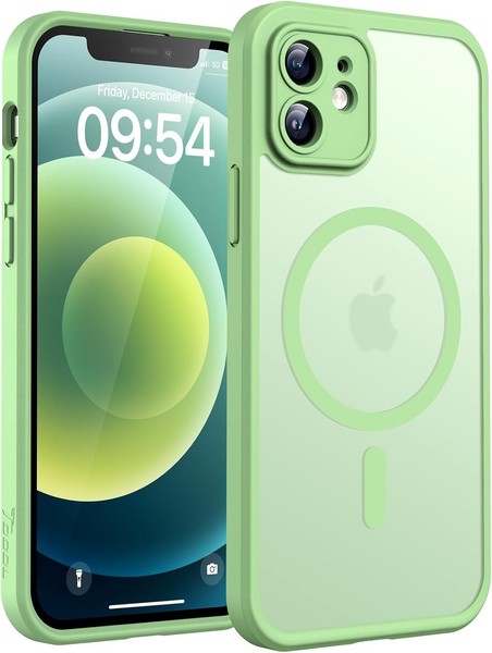 HandyhüLle FüR Iphone 12 Magsafe StoßFest Kratzfest Transluzente RüCkseite GrüN-image
