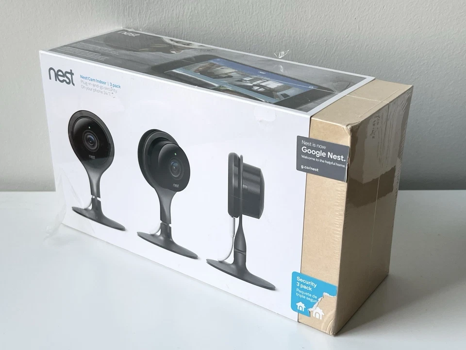 Google Nest Cam Indoor 3 Pack Wired Security Camera Live Video FACTORY SEALED - Image 2 of 4