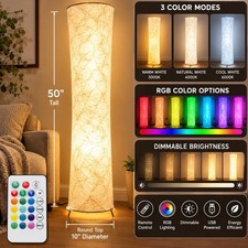 50  LED Floor Lamp RGB Color Changing Dimmable Remote Control 3000K 4000K 6000K