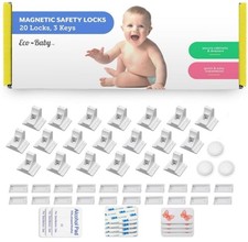 Eco-Baby Magnetic Cabinet Locks for Babies   Keyless, Hidden Safety 20 Pack 