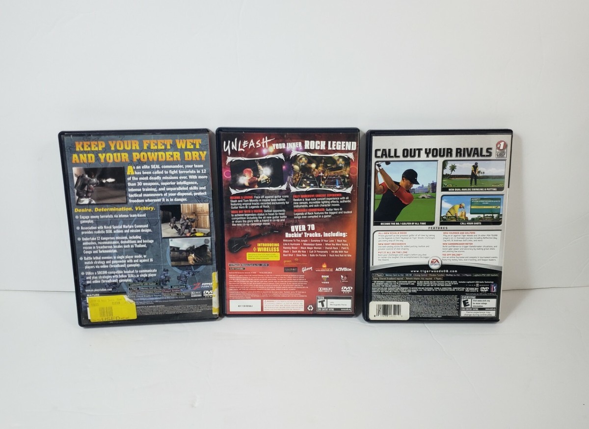 3 Playstation PS2 Games - SOCOM, Tiger Woods ‘06, Guitar Hero III