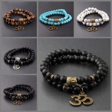 8MM Fashion Natural Obsidian Beads Double Winding Charm Buddha Beads Bracelets