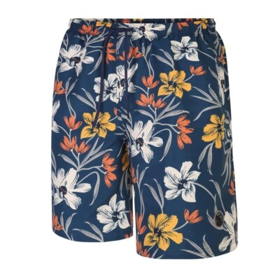 Espionage (SW091) Herren Plus Size Hibiskus Print Wasser Shorts In Navy 2XL-8XL