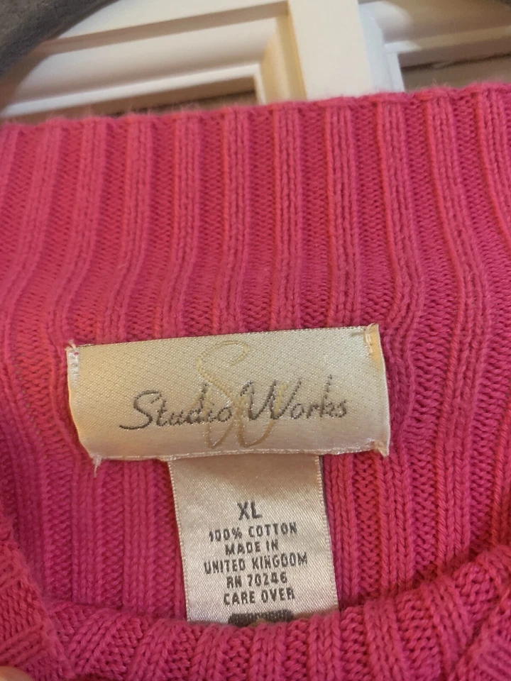 Studio Works Vintage Mujer Rosa Punto Suéter Manga Larga Talla XL Foto 3 de 4