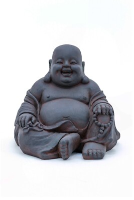 10'' H Smiling Sitting Buddha Statue, Resin Art Sculpture Home/Garden Decor