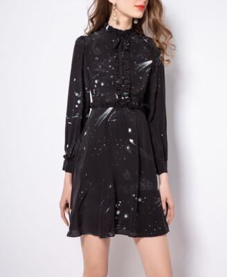 fitted long sleeve black mini dress Lucy Black Long Sleeve Mini Dress - US 10
