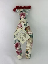 Dammit Doll Floral Pattern Stuffed Wishbone Shape Red Hair Stress 13"  B22