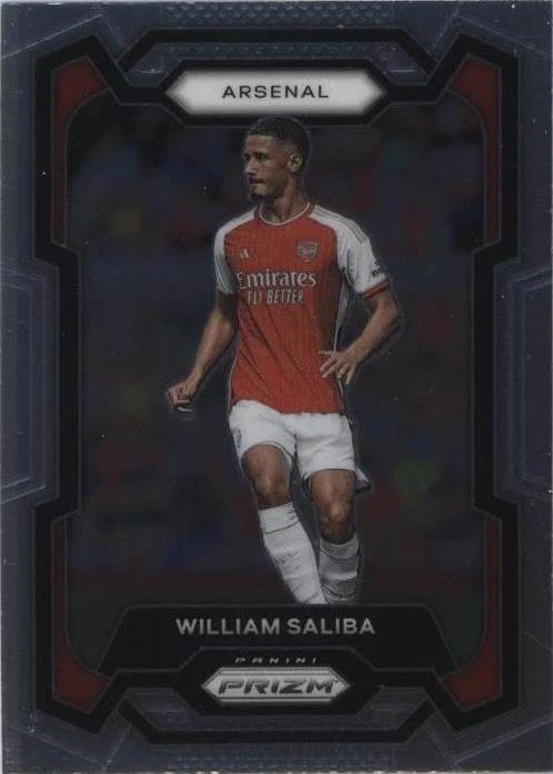 Carte William Saliba /50 Patch Atomic 2023-24 Panini Obsidian - Arsenal/France