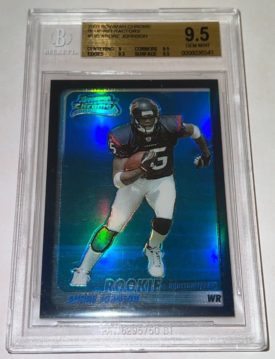 Andre Johnson Bowman Chrome #195 Blue Refractor
