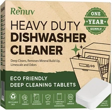 Heavy Duty Dishwasher Cleaner and Deodorizer Tablets, Descaler, Deep Cleaning, N