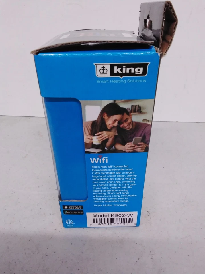 KING ELECTRIC Thermostat, Hoot Wifi Dp 240V 16A White K902-W - Image 4 of 4