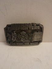 VINTAGE 1983 AMERICA'S FIREFIGHTERS EVER READY WILLING BELT BUCKLE