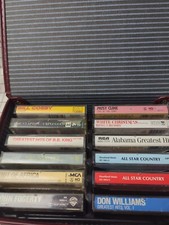 Lot Of 12 Random Cassettes Plus Brown Vintage Tape Carrying Case