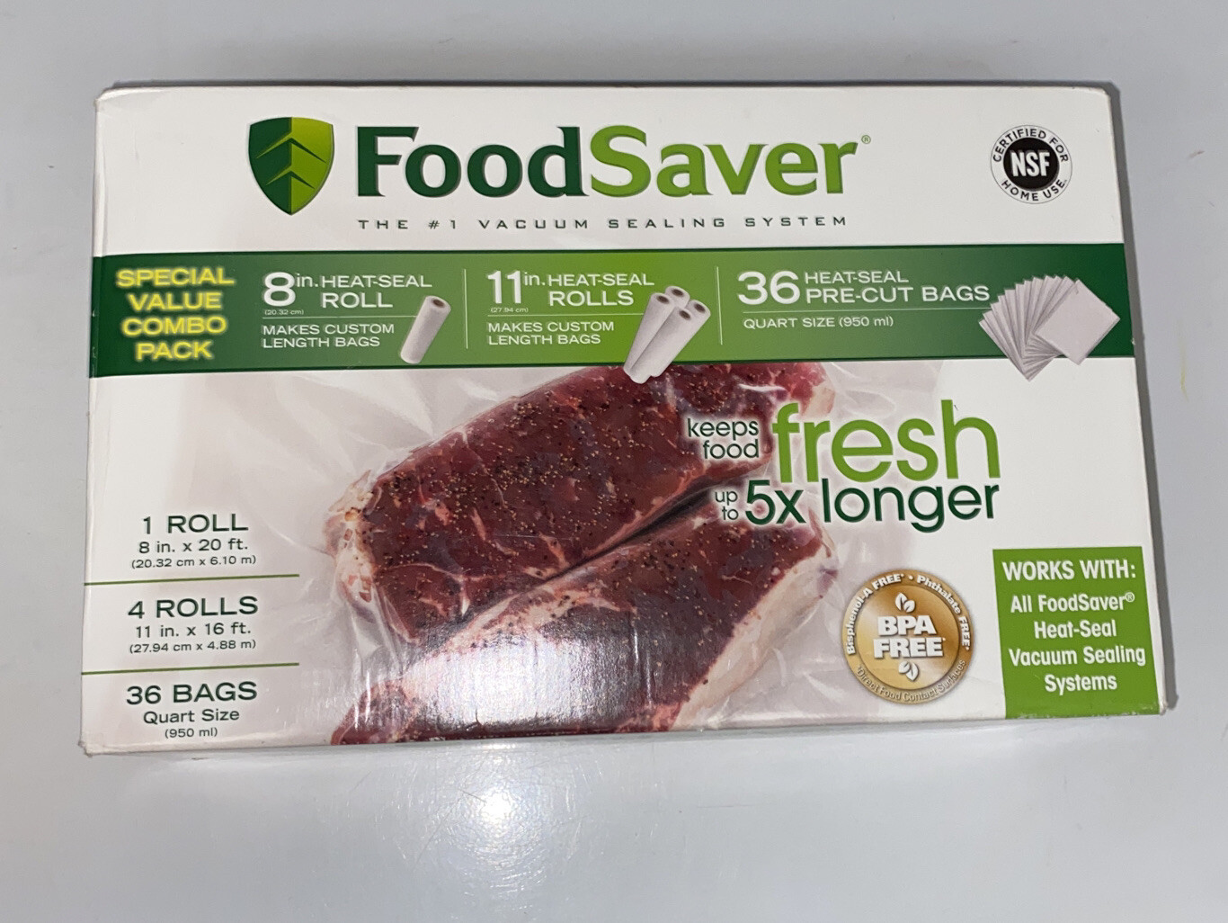 FoodSaver Special Value Combo Pack 8", 11" Rolls 36 PreCut Qt Bags New Sealed 53891104661 eBay