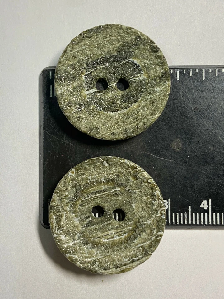 10 Italian Blazer/Jacket/Coat Button Green/Natural Stone-Marble 28mm 1-1/8" 2h - Image 3 of 3