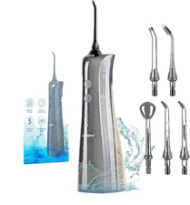 Leominor Water Dental Flosser Pick for Teeth - 5 Modes Cordless Portable