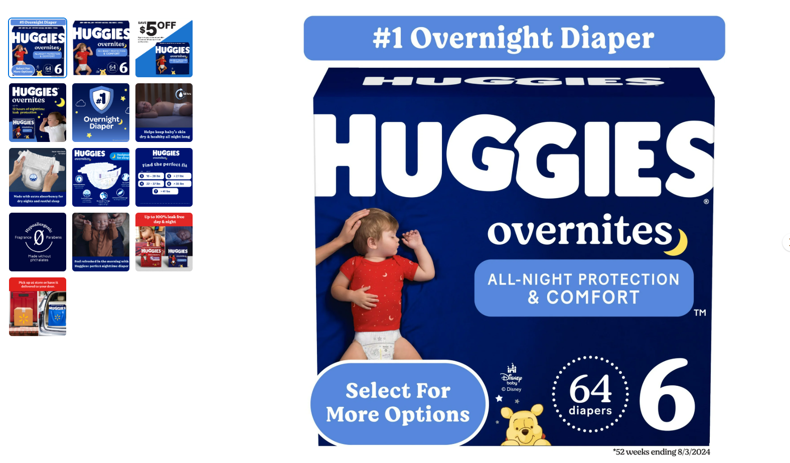Huggies Overnites Nighttime Diapers, Size  Select for More