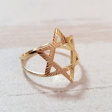 Jewish Judaica Men Women Magen Star of David 14K Gold Plated Ring Israel made
