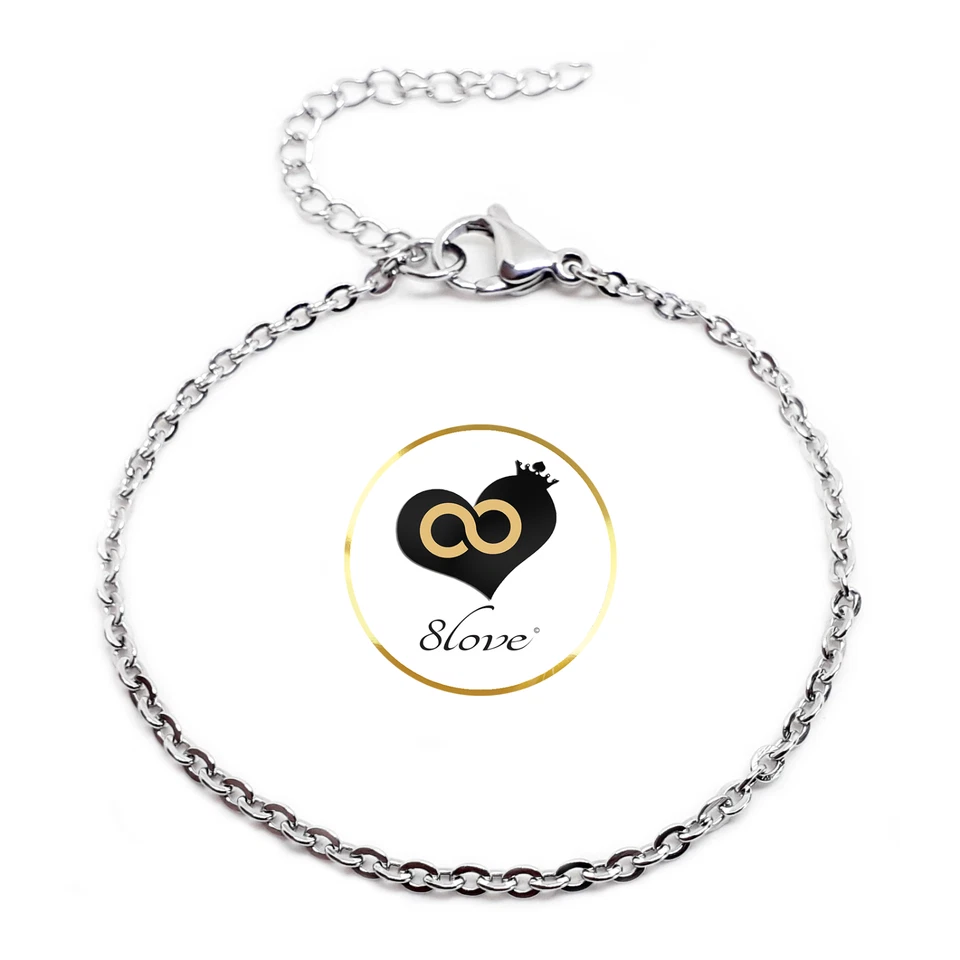 Cavigliera a catena 2mm in ACCIAIO INOX argento Regolabile Uomo e Donna da mare - Immagine 4 di 4