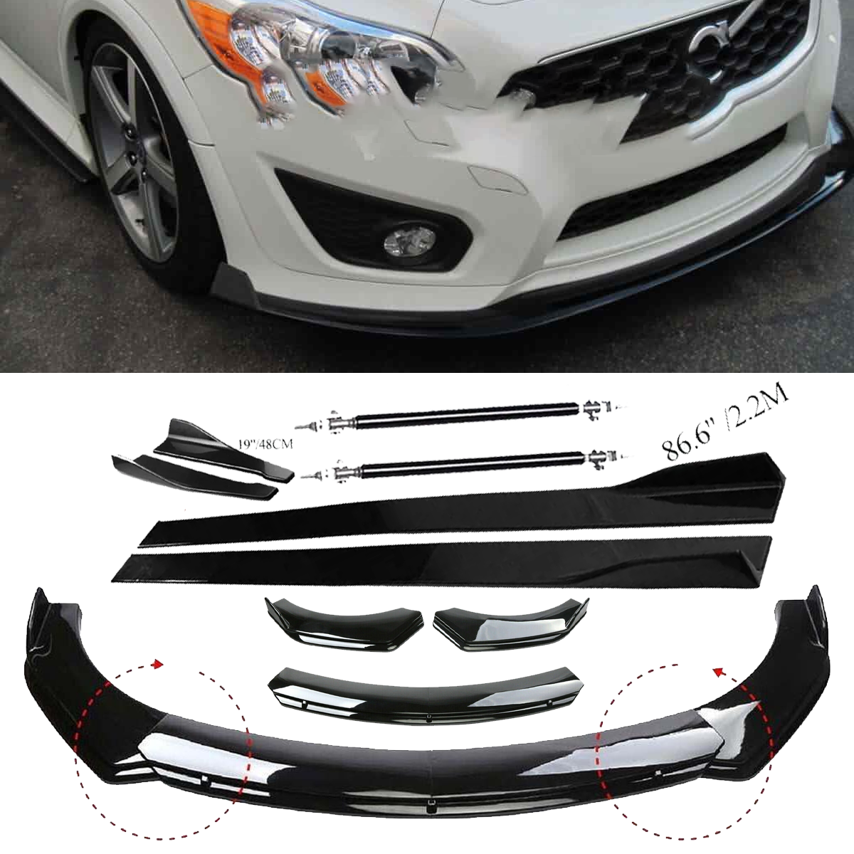 Volvo C30 C40 C70 Front Bumper Lip Spoiler & Side Skirt Body Kit