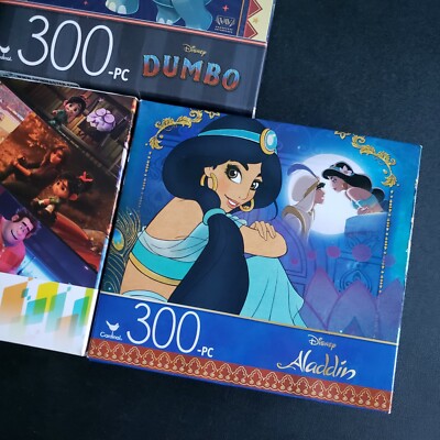 Lot of 3 Disney 300 Pieces Puzzles Dumbo Aladdin Ralph Breaks The