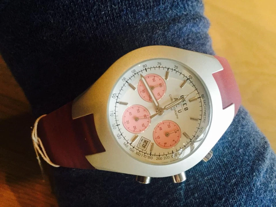 Osco Cuarzo Cronógrafo Mujer Aluminio Estuche - Correa Silicona - Nuevo Foto 2 de 3