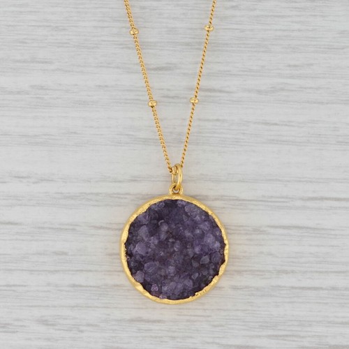 Nuevo Collar Blissful De Amatista Druzy De Nina Wynn En Vermeil De Oro De 16-18"