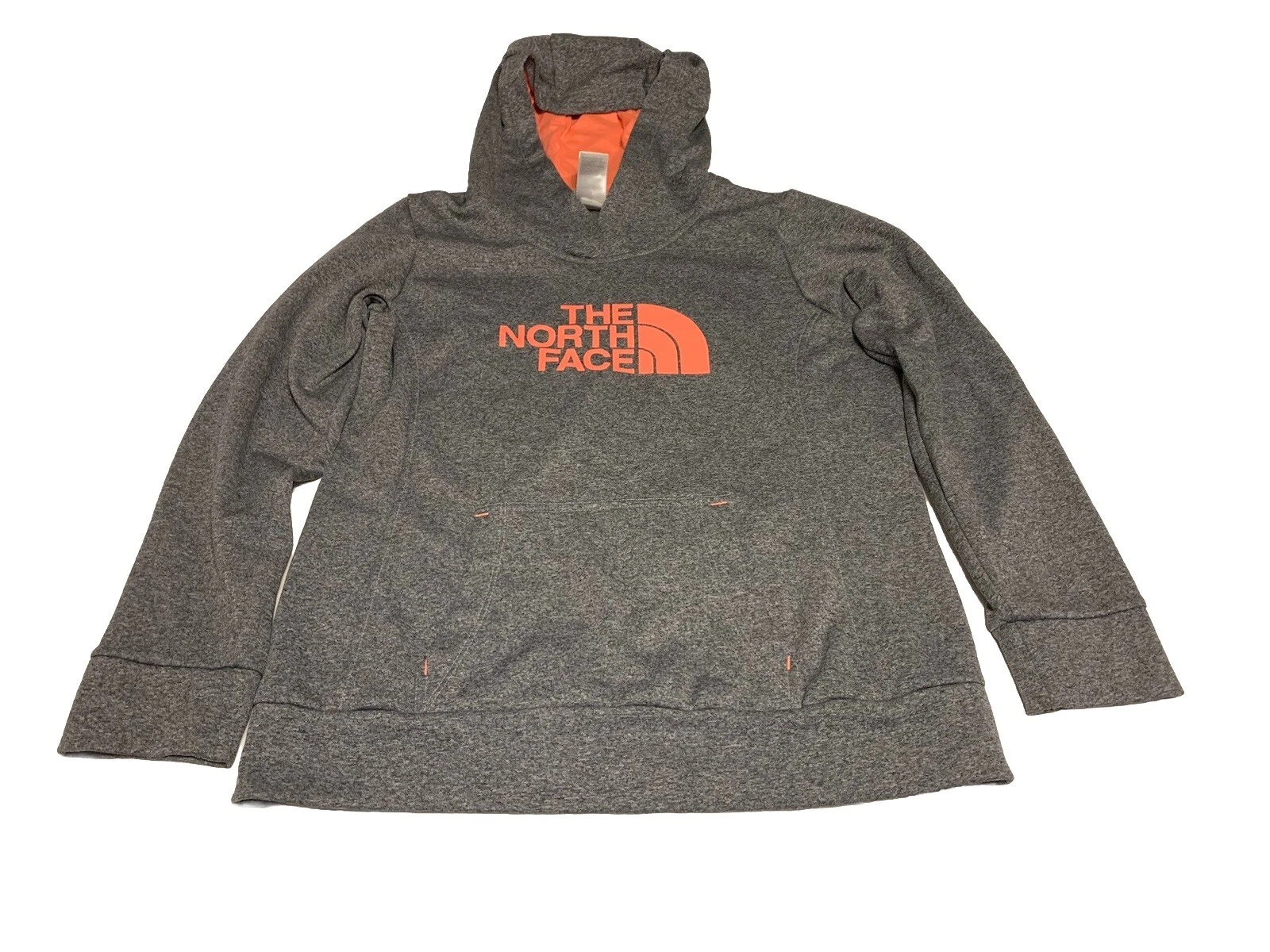 The North Face Sweater Women’s Medium Gray Orange Pullover Hoodie Long Sleeve