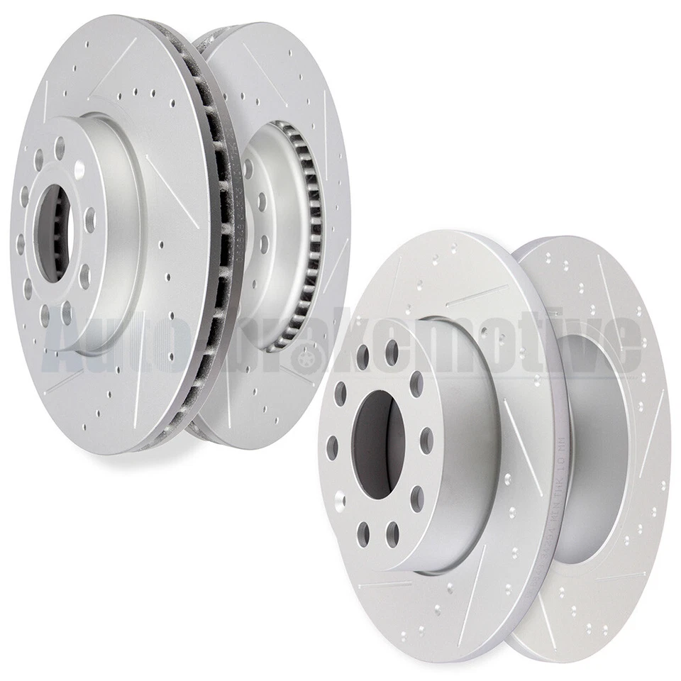 FOR VOLKSWAGEN GOLF JETTA SEDAN RABBIT FRONT + REAR DRILLED SLOTTED BRAKE ROTORS - Image 4 of 4