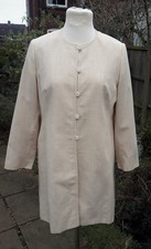 Vintage Designer Linen Blend High Neck Long High-neck Jacket Uk 14