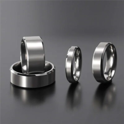 Tigrade Men's Titanium Ring 4/6/8/10mm Silver Band Engagement
