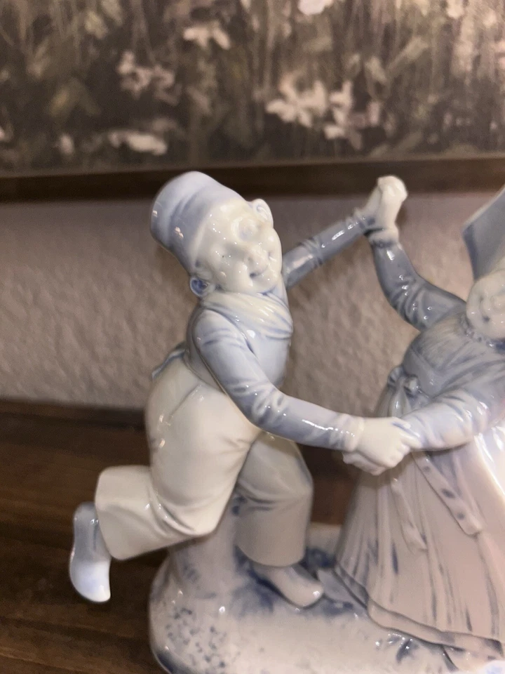 Jarrón Schafer & Father azul y blanco para niños años 1900’s RARO Alemania De colección Foto 3 de 4