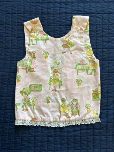 Vintage Handmade Pink Holly Hobbie Smock Child Girl