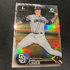 Eric Lauer 1st Rookie Refractor 2016 Bowman Chrome card BDC-57 San Diego Padres. rookie card picture